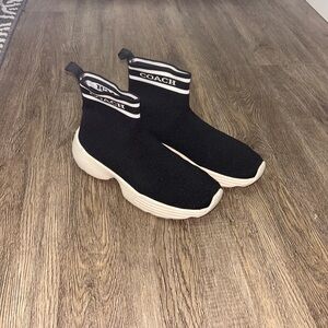 Coach Black and Cream Sock Sneakers